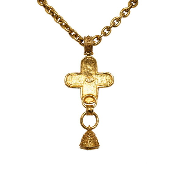 CHANEL Cocomark Cross Bell Necklace Gold Plated - Picture 2 of 5
